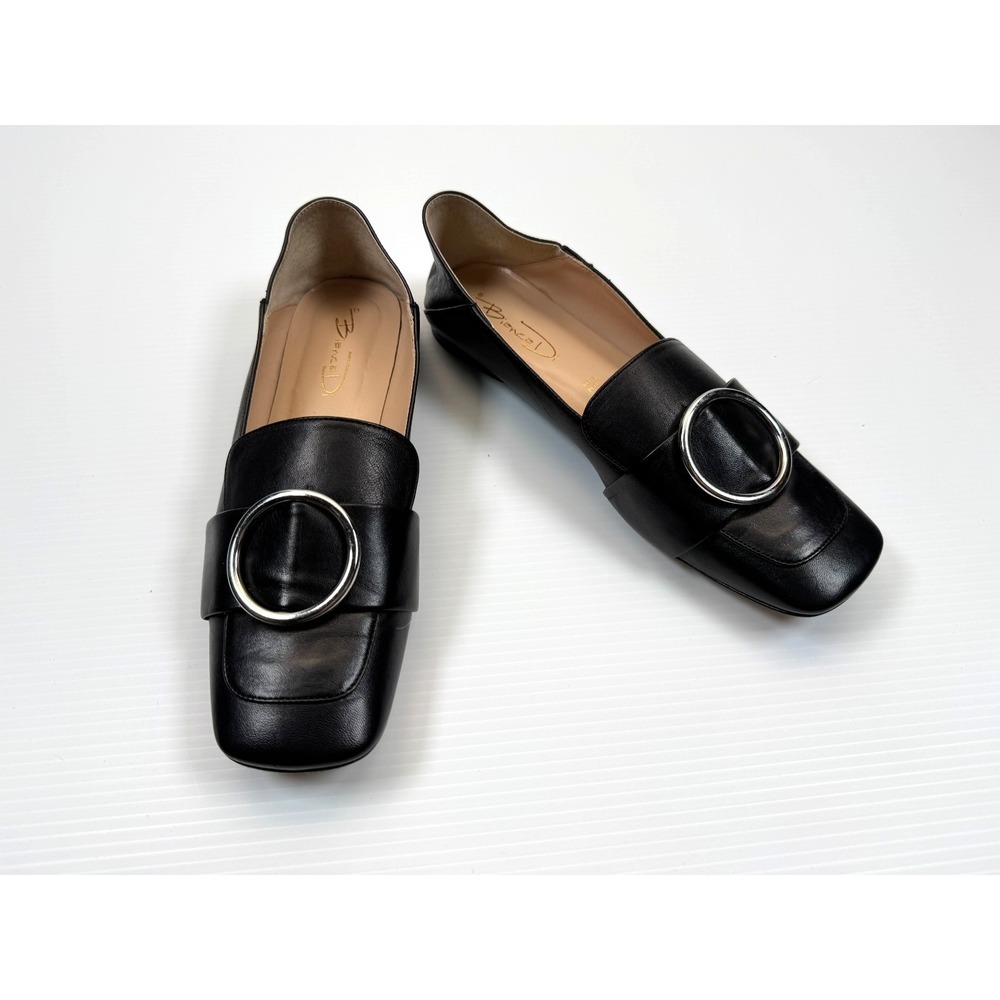 Bianca Di‎ Italy Leather Loafers Women 39 Flats Square Toe Comfort Flats Black